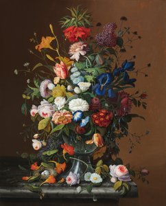 Nature morte de fleurs avec nid d